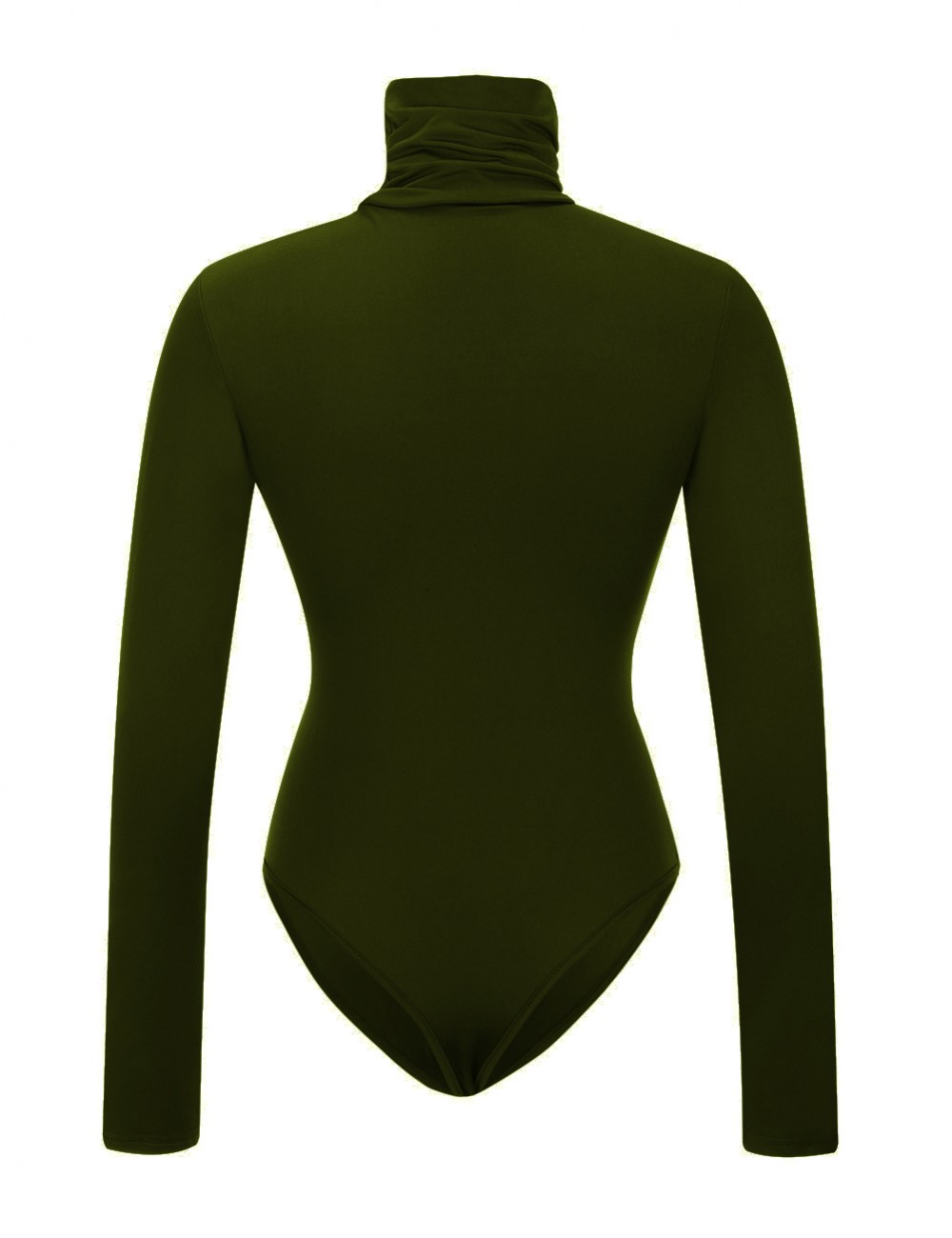 Fabulously Army Green Bodysuit Long Sleeved Solid Color Button All-Match Style