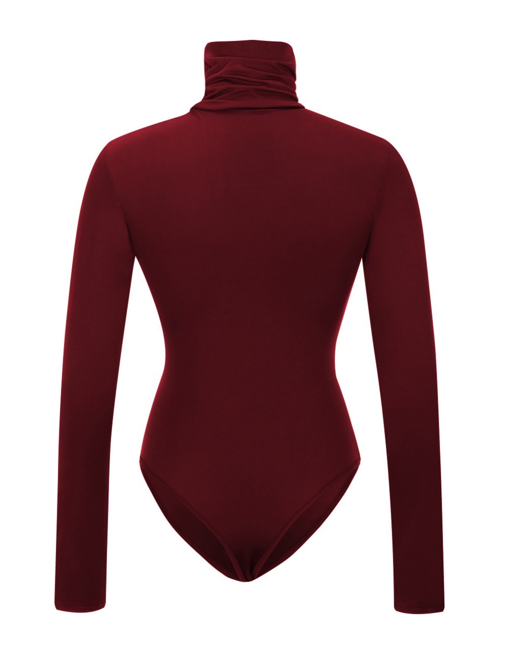 Daring Wine Red Long Sleeved One Piece Bodysuit High Collar Fashion Insider
