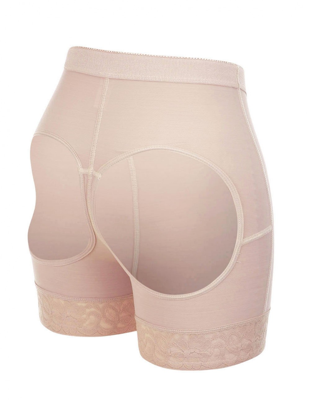 Tummy Control Nude Wide Elastic Band Butt Enhancer Panty Crotchless Slim