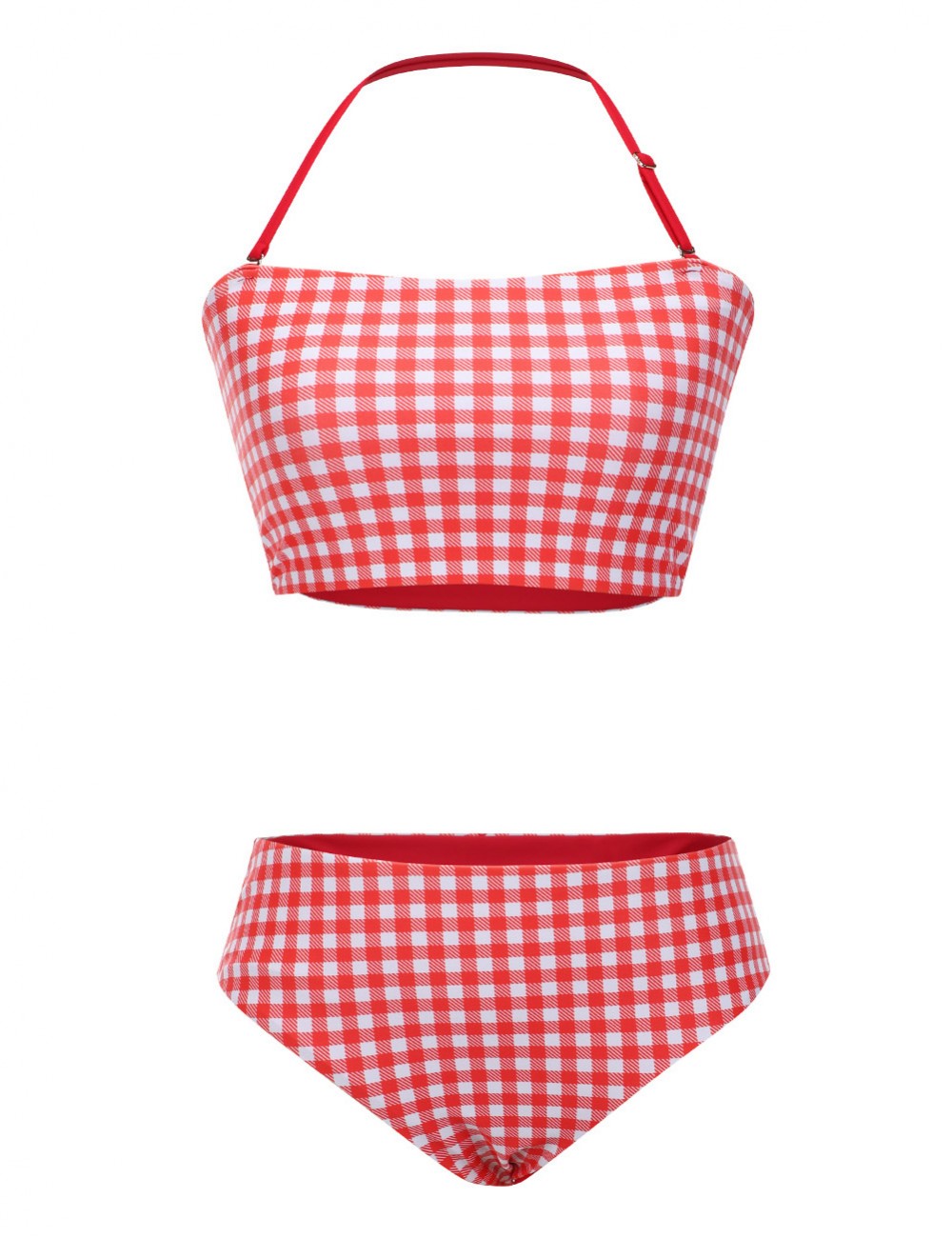 Gorgeous Multi-ways Red Halter Neck Two Pieces Swimwear Comfort Fit