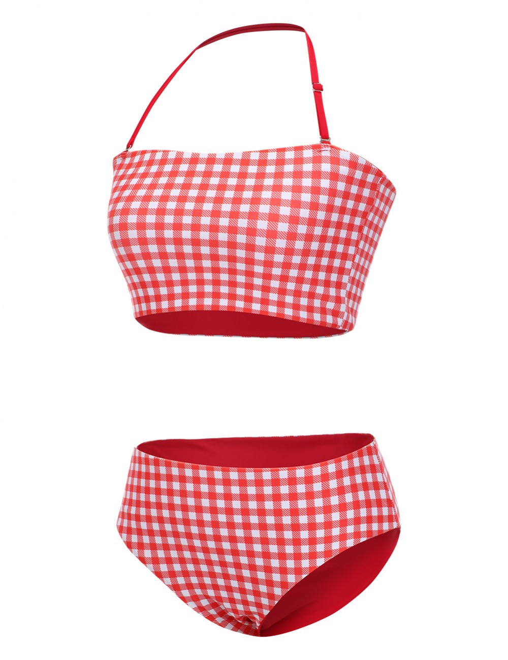 Gorgeous Multi-ways Red Halter Neck Two Pieces Swimwear Comfort Fit