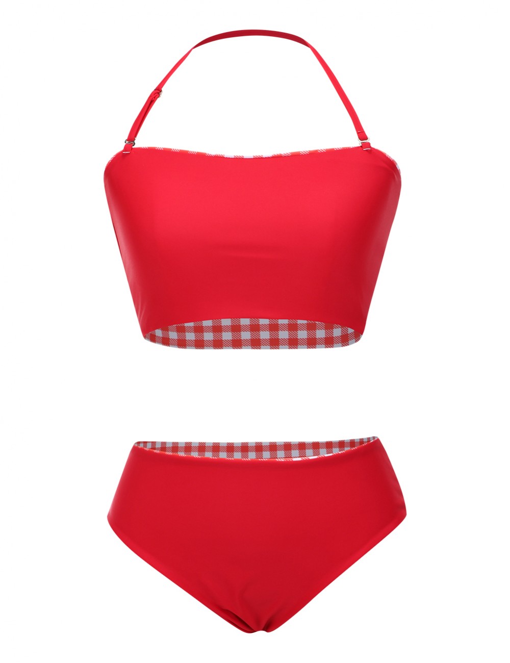 Gorgeous Multi-ways Red Halter Neck Two Pieces Swimwear Comfort Fit