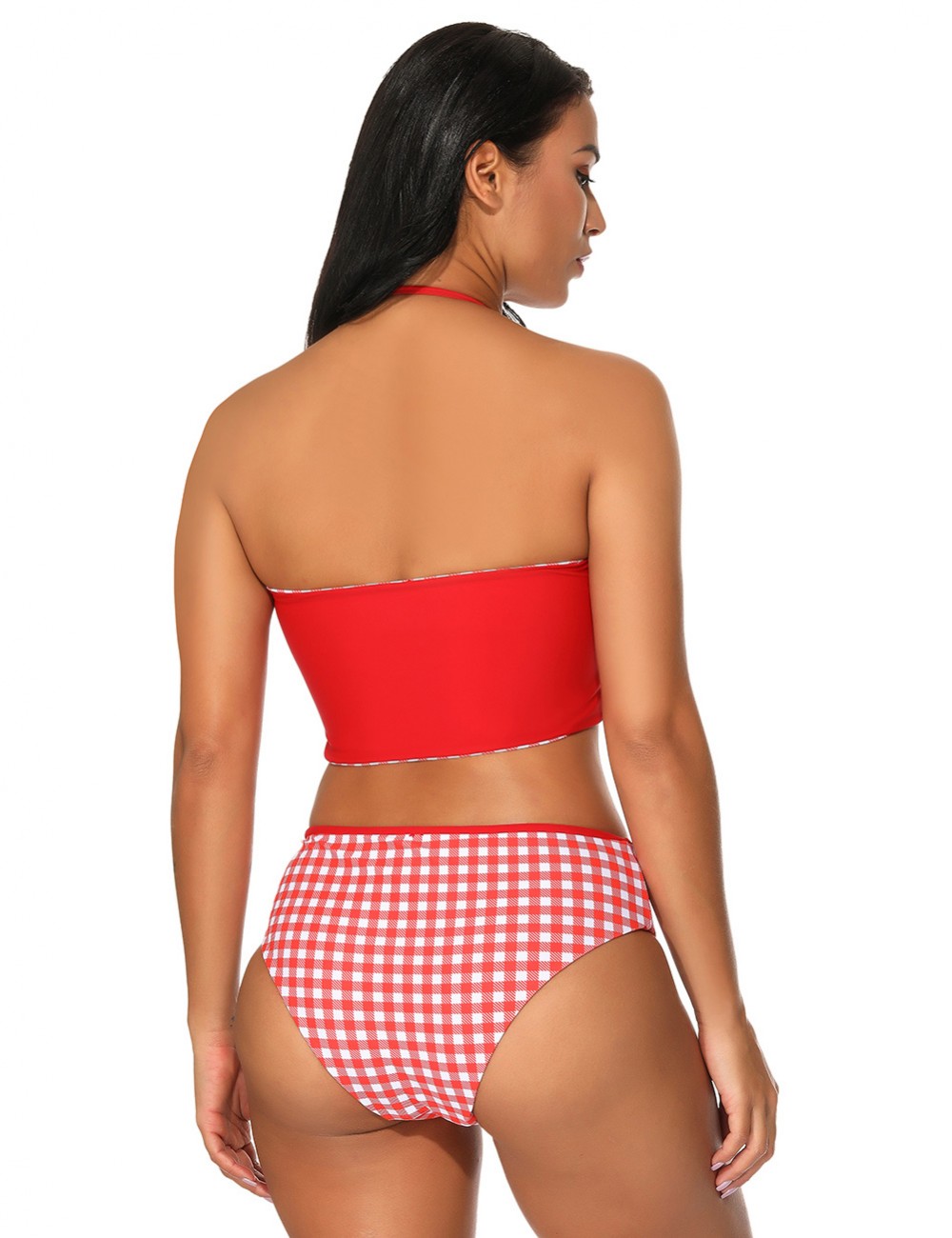 Gorgeous Multi-ways Red Halter Neck Two Pieces Swimwear Comfort Fit