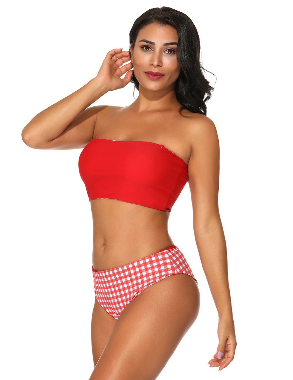 Gorgeous Multi-ways Red Halter Neck Two Pieces Swimwear Comfort Fit