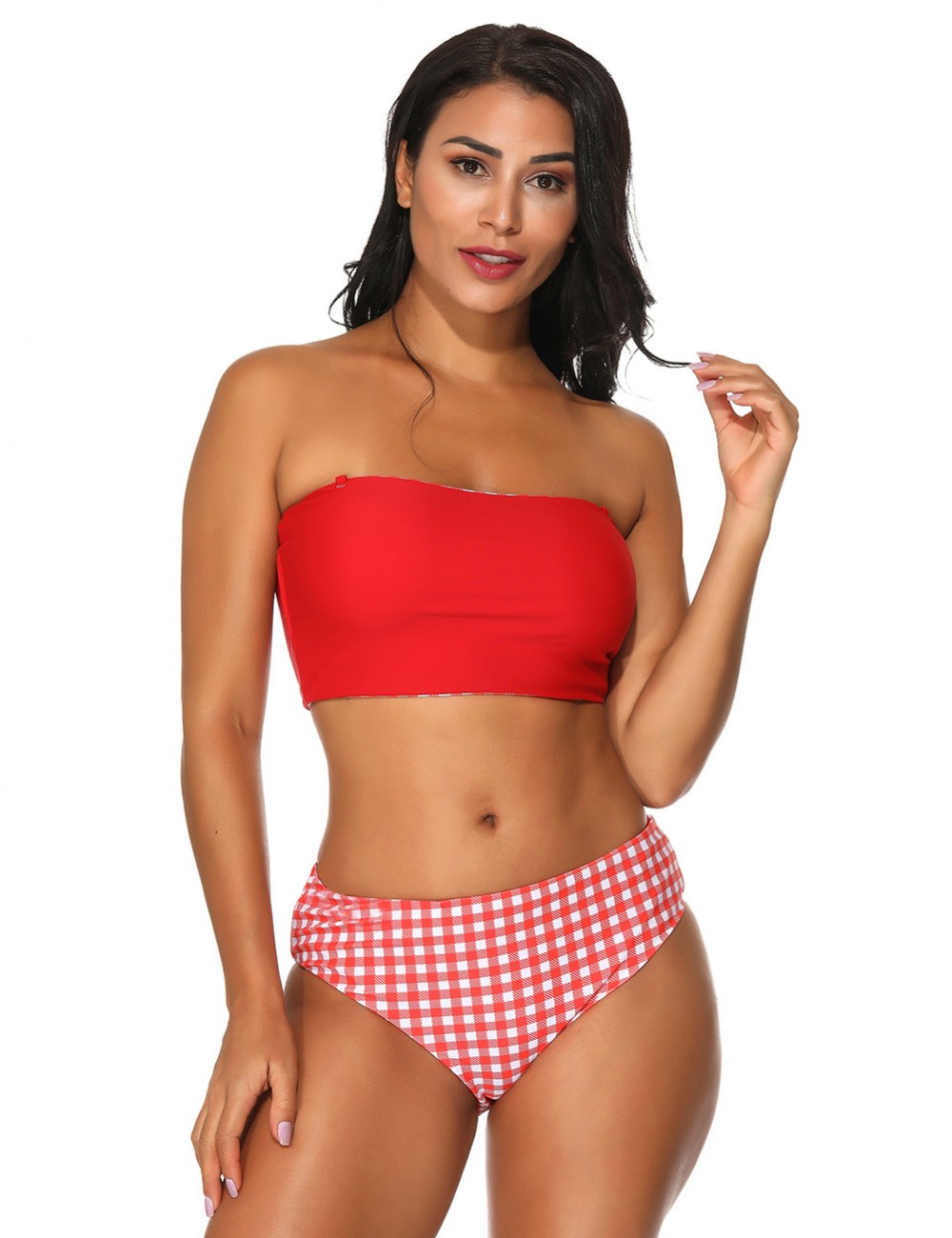 Gorgeous Multi-ways Red Halter Neck Two Pieces Swimwear Comfort Fit