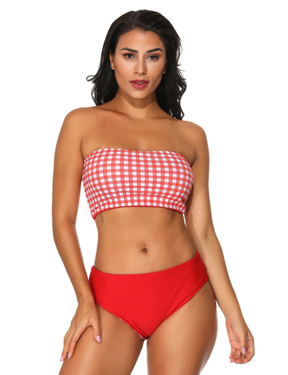 Gorgeous Multi-ways Red Halter Neck Two Pieces Swimwear Comfort Fit