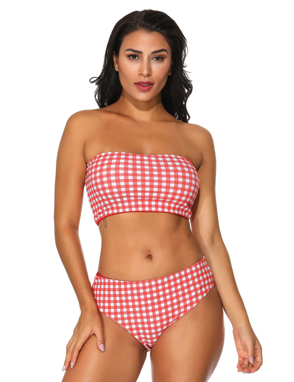 Gorgeous Multi-ways Red Halter Neck Two Pieces Swimwear Comfort Fit