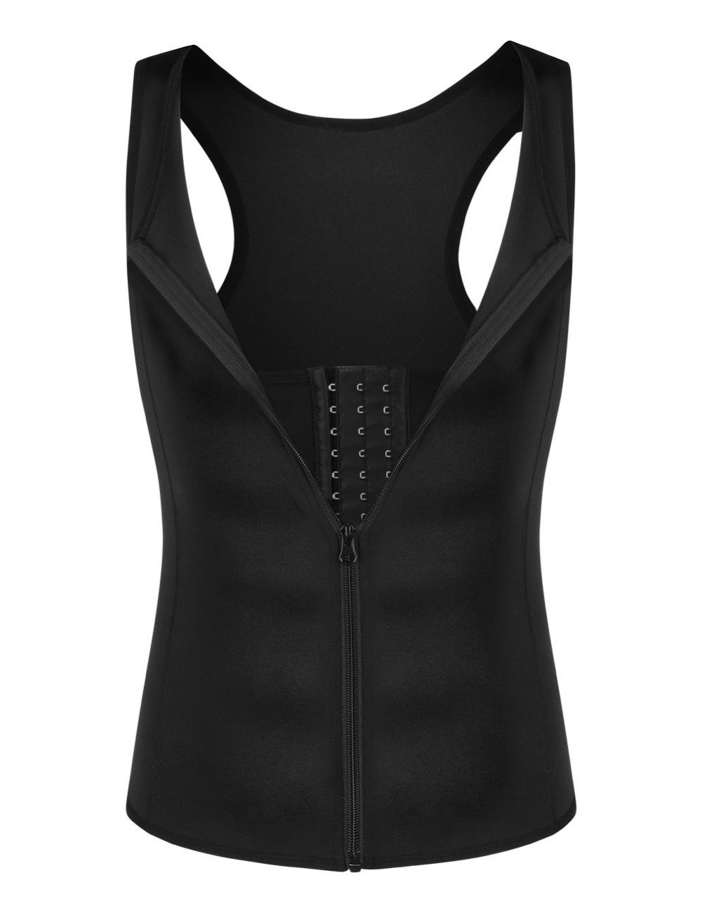 Natural Shaping Black Neoprene Mens Big Size Slimming Vest 3 Rows Hooks Curve Creator