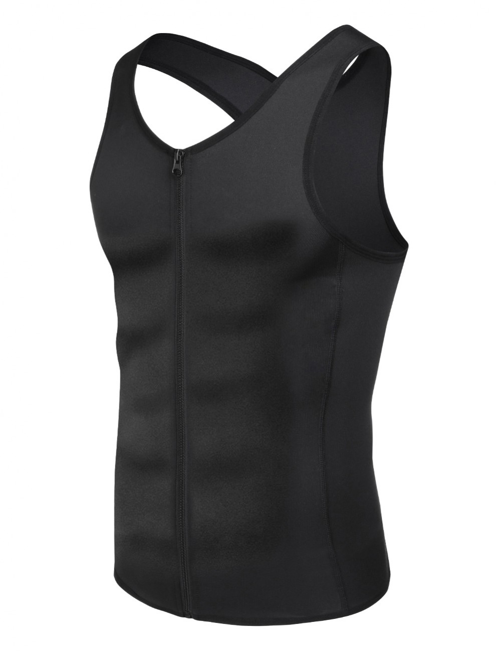 Natural Shaping Black Neoprene Mens Big Size Slimming Vest 3 Rows Hooks Curve Creator