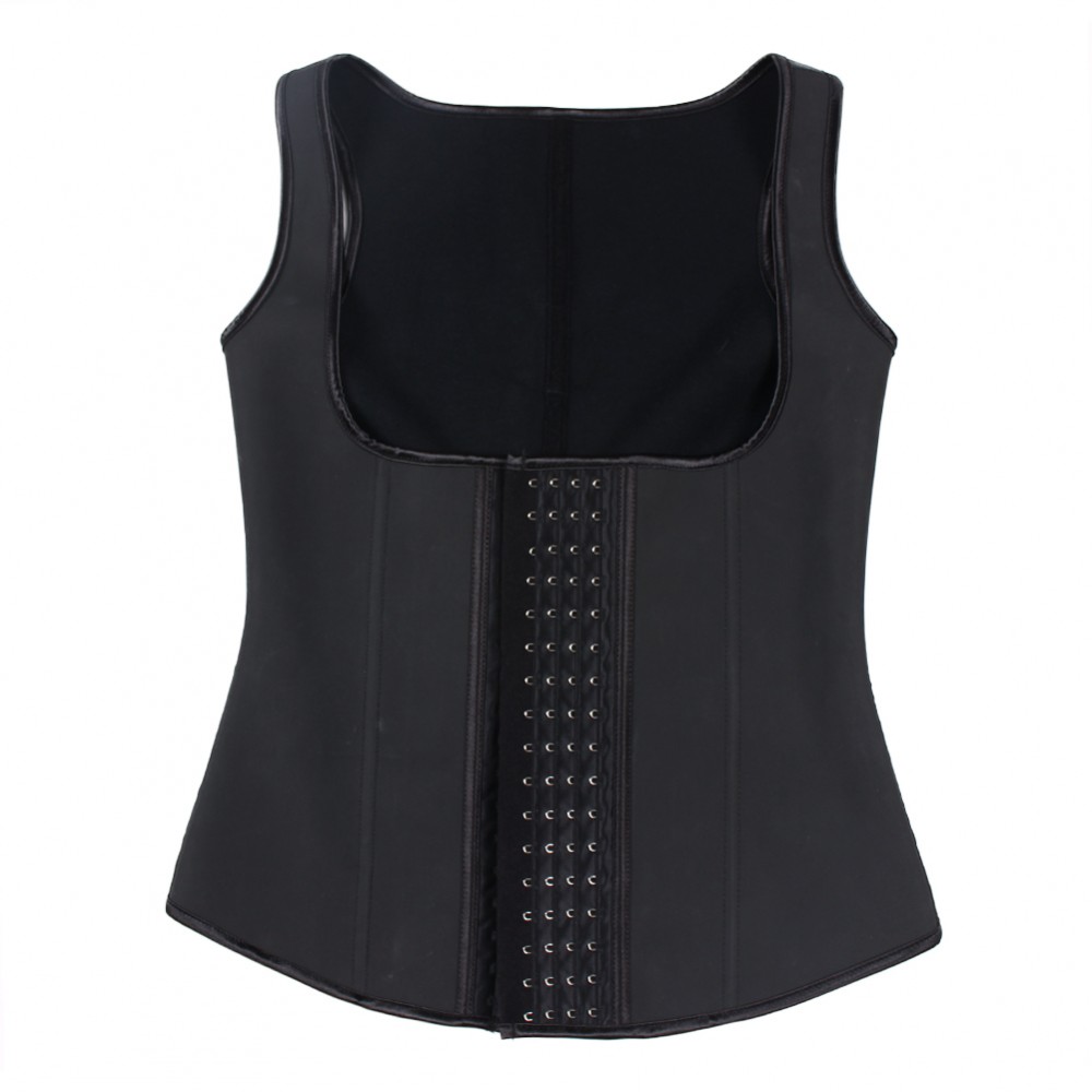 Black Waist Cincher Vest 4 Rows of Hooks Fajas Colombianas
