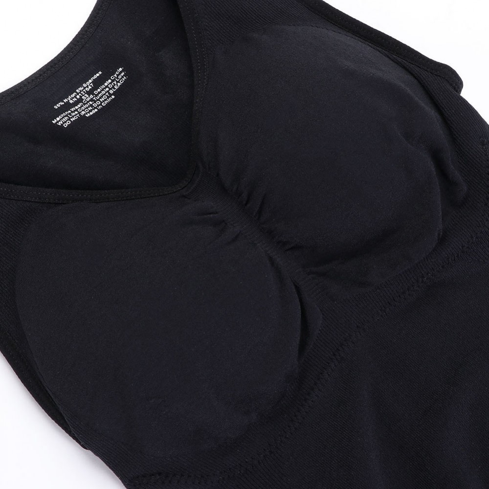 Solid Black Seamless Vest Shapewear Sleeveless Tummy Training