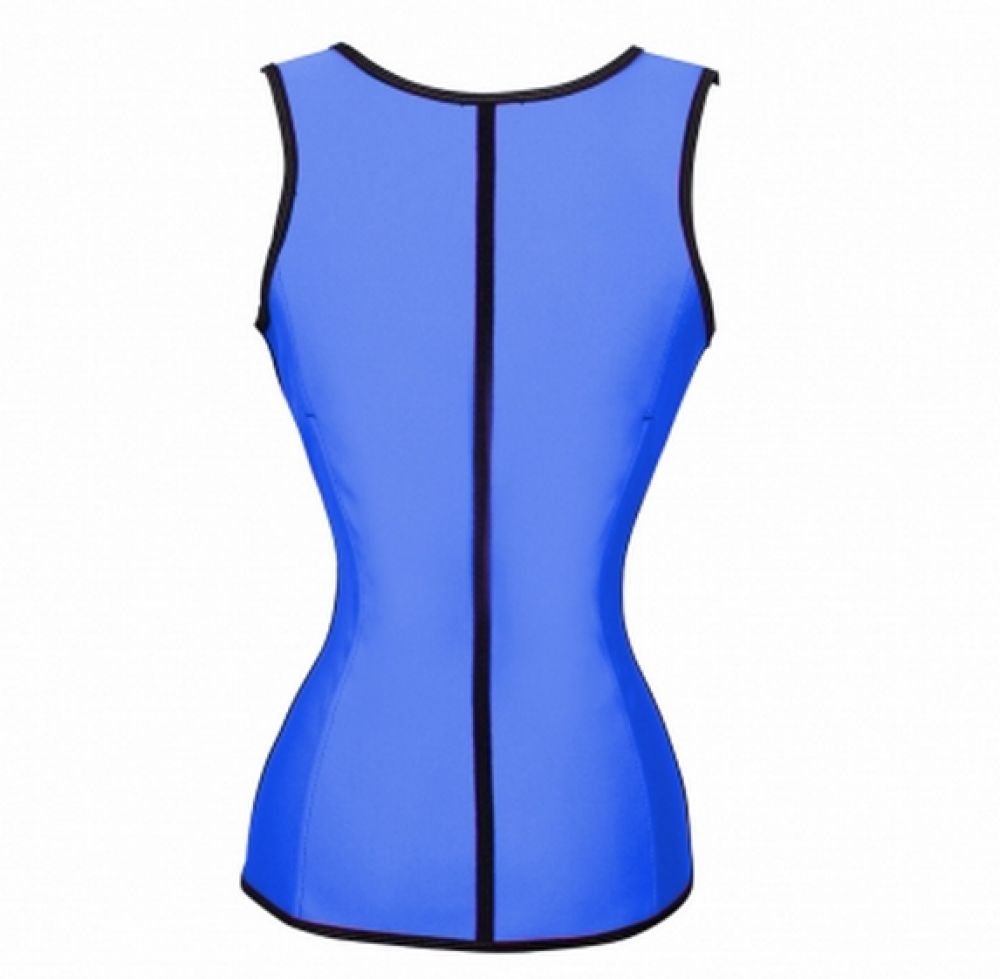 High-Compression Blue Latex Waist Shaper Sleeveless Hook Eye Closure