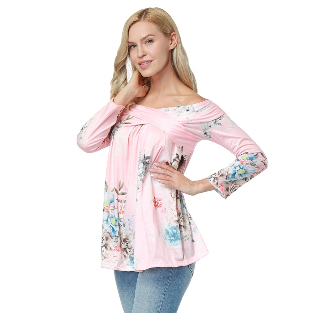 Pink Pleasant Slash Neckline Crossover Detail Blouse