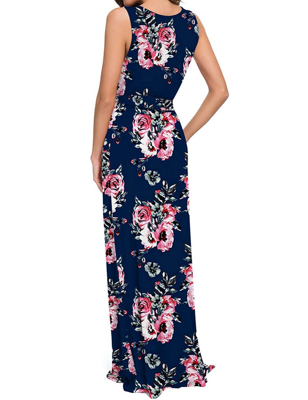 Dreamy Flower V Neck Tie Big Size Maxi Dress Cheap Fashion