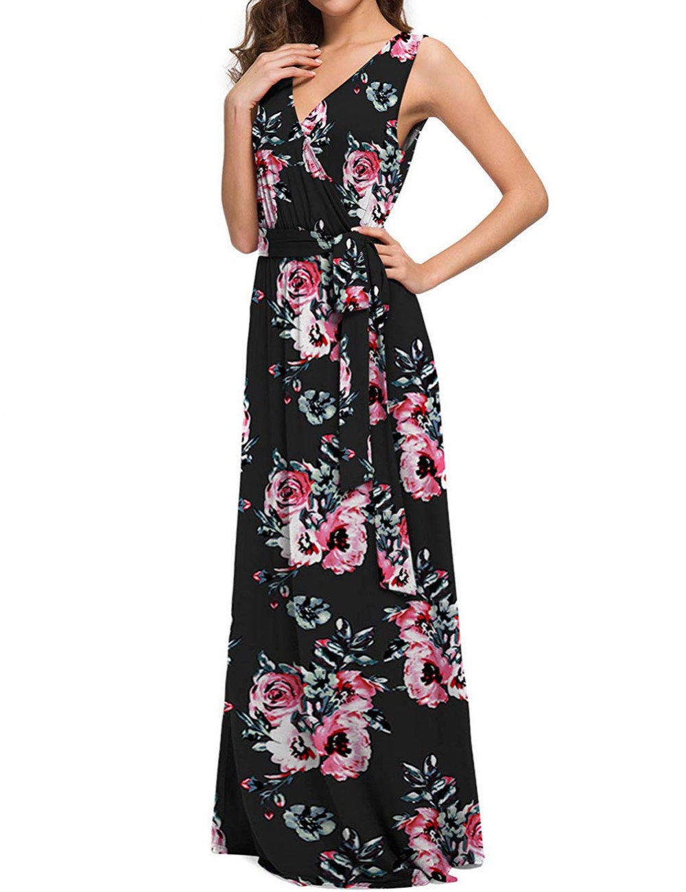 Catching High Waist Floral Big Size Maxi Dress For Work