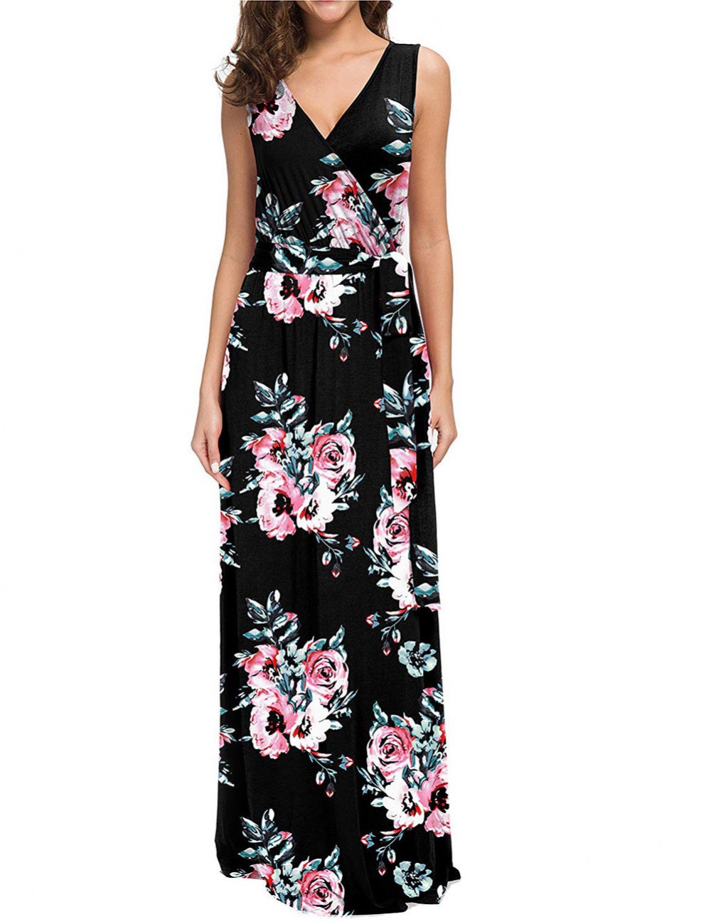 Catching High Waist Floral Big Size Maxi Dress For Work