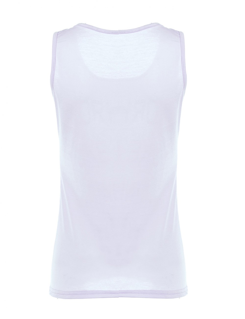 Relaxed White Print Non-Sleeve U Neck Tank Top Big Size Women's Essentials