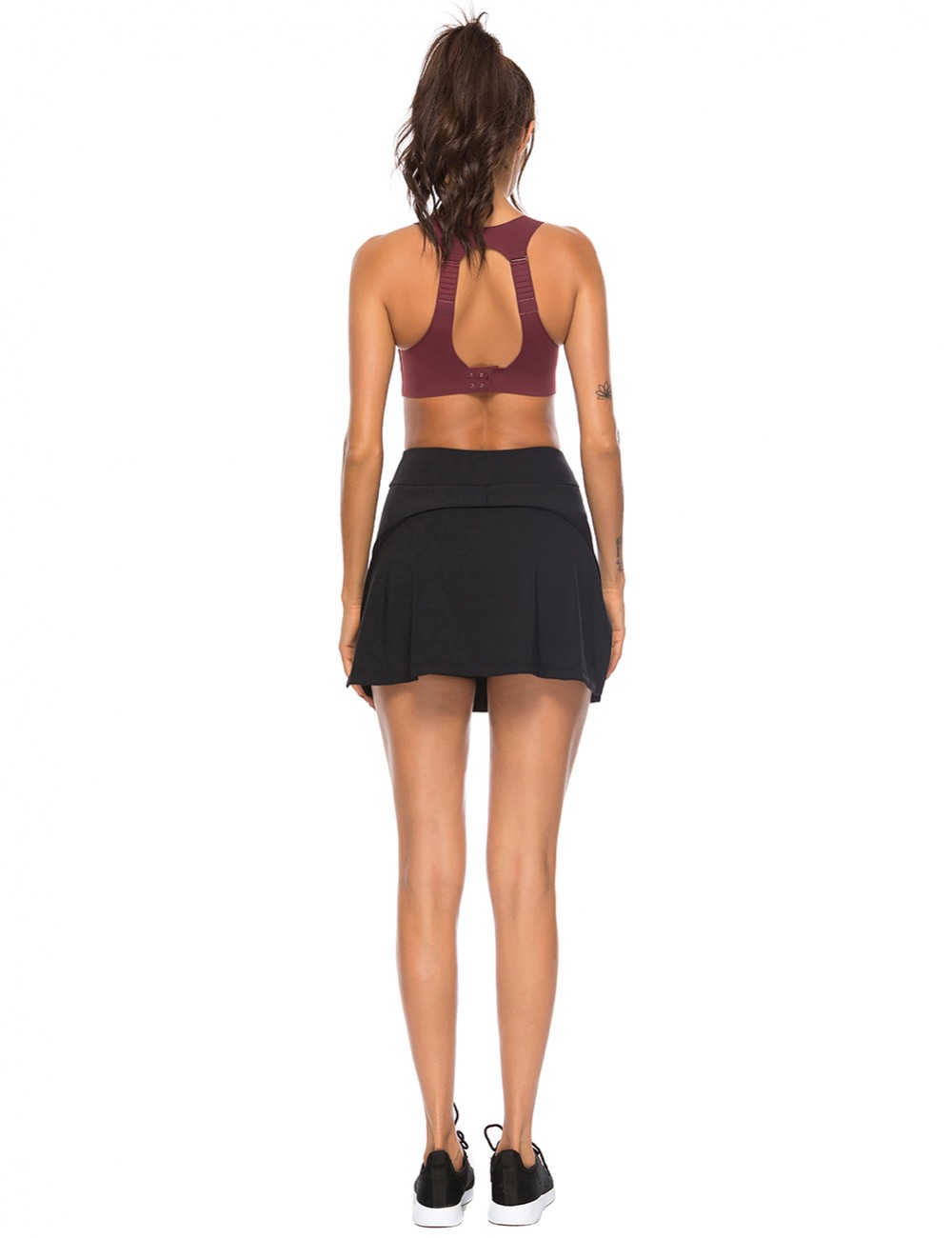 Explorer Slit Flare Hem Black Tennis Skirt High Rise Female Curve