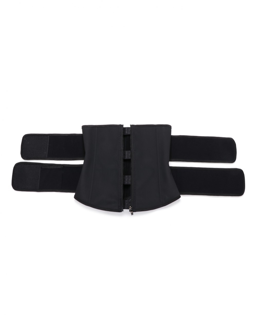 Black Plus Size Latex Double Belt Waist Trainer 7 Steel Bones Compression