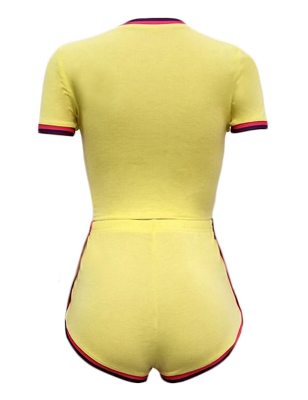 Holiday Yellow Two Piece Short Sleeves Round Neck Shorts Comfort
