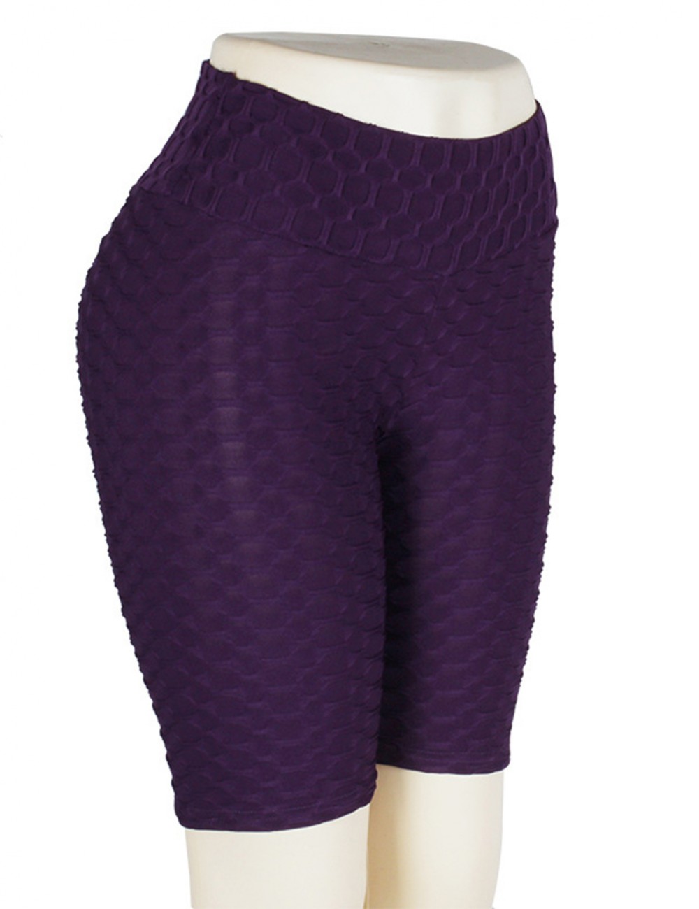 Airy Purple Gym Shorts Jacquard Tight High Waist Stretch