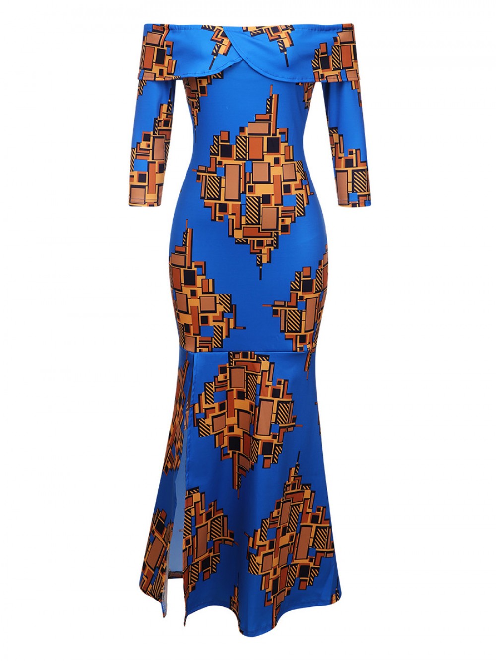 One Shoulder Zipper Side Slit Maxi Dress