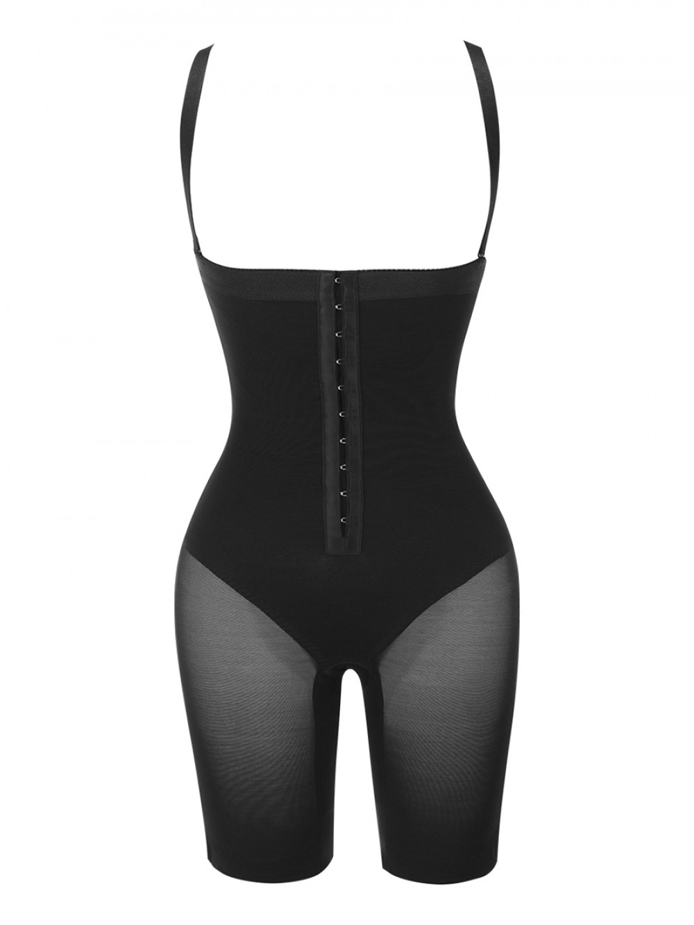 Black Full Body Shaper Open Crotch Hook Front Slimming Waist
