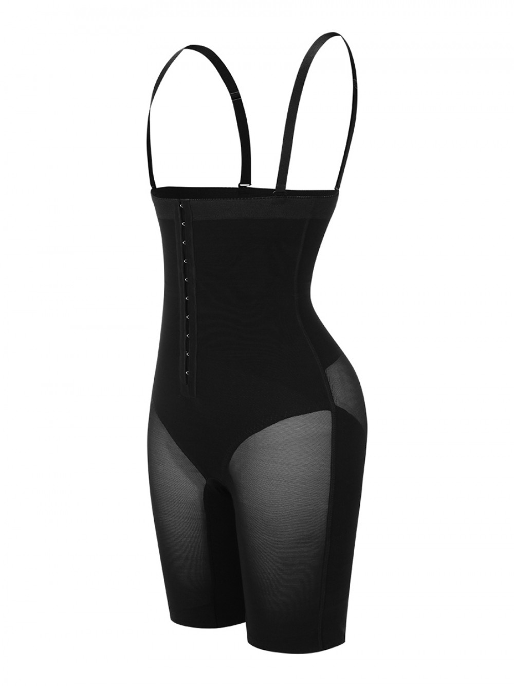 Black Full Body Shaper Open Crotch Hook Front Slimming Waist