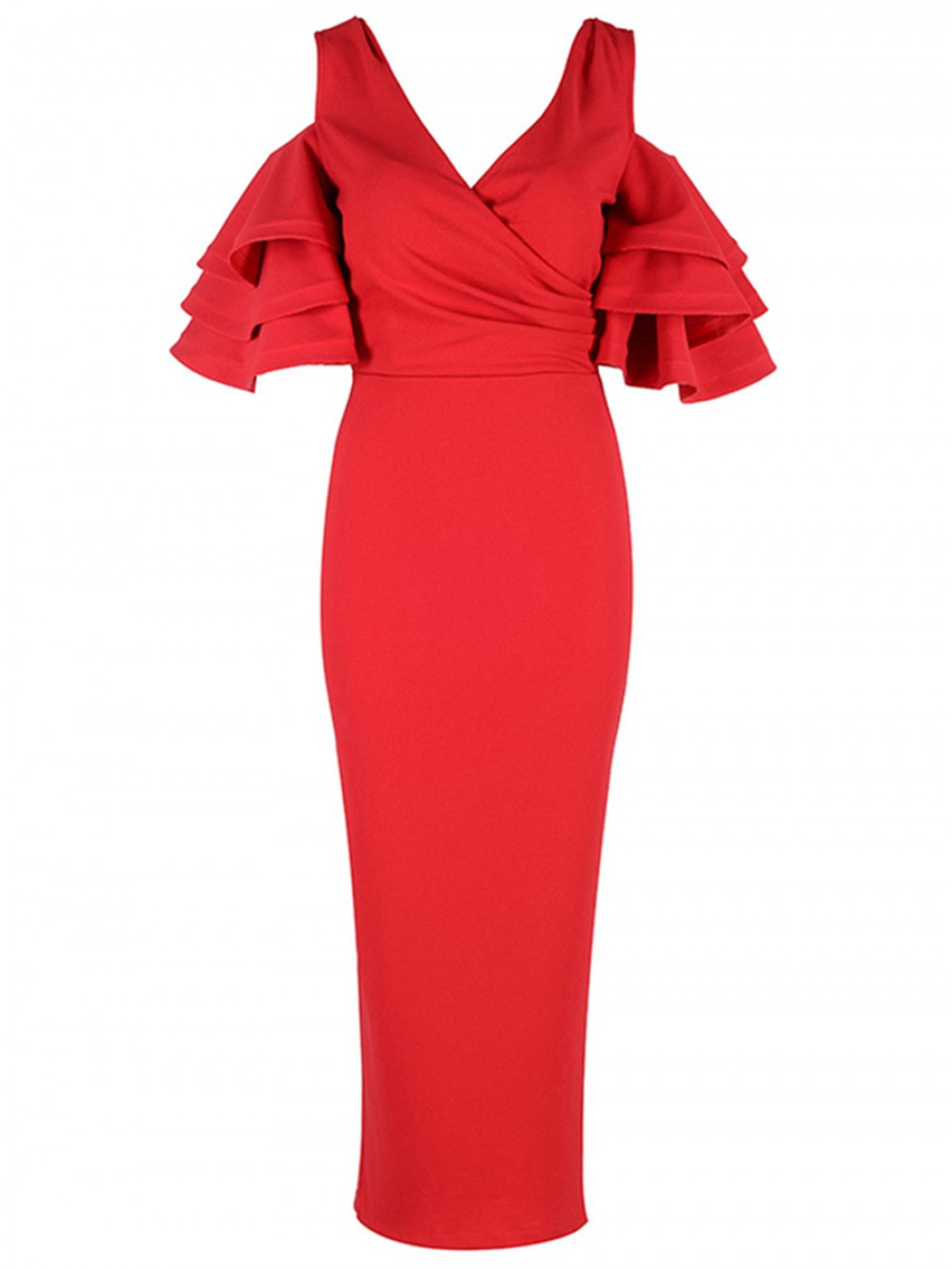 Elaborate Back Zipper Layered Sleeves Evening Dress Leisure