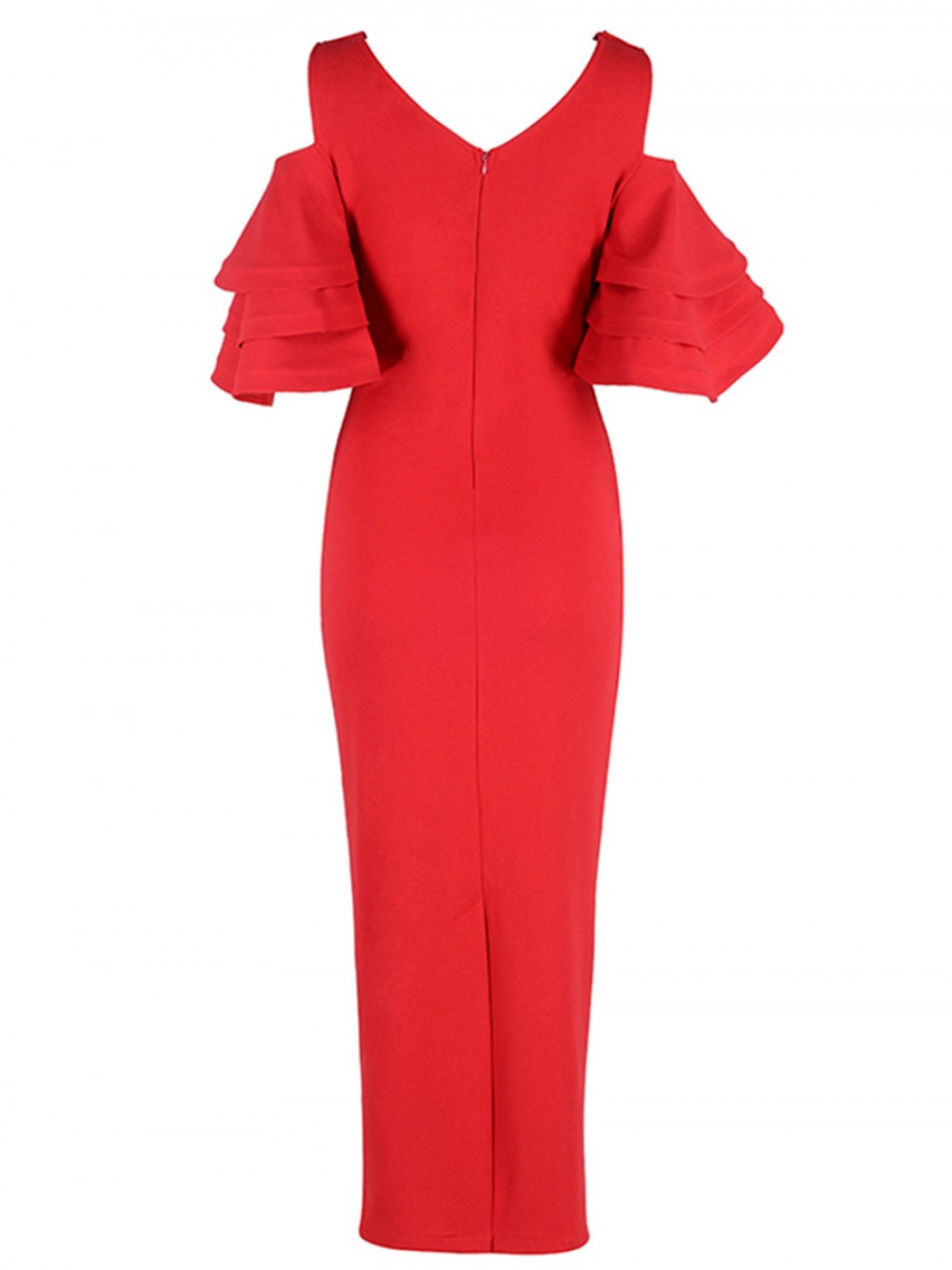 Elaborate Back Zipper Layered Sleeves Evening Dress Leisure