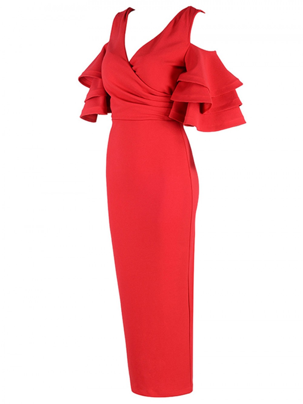 Elaborate Back Zipper Layered Sleeves Evening Dress Leisure