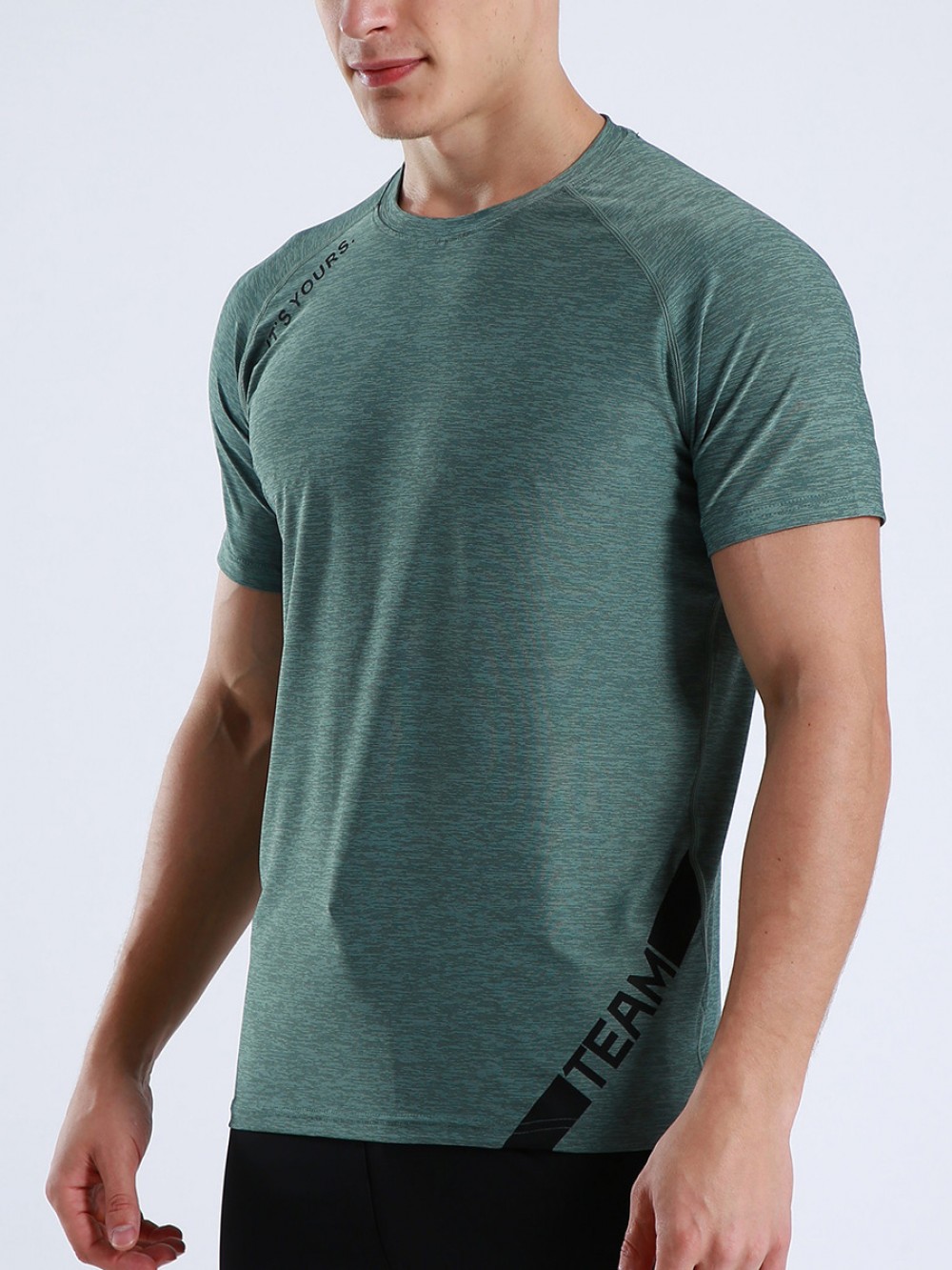 Cool Green Crew Neck Running Top Moisture Wicking Wholesale