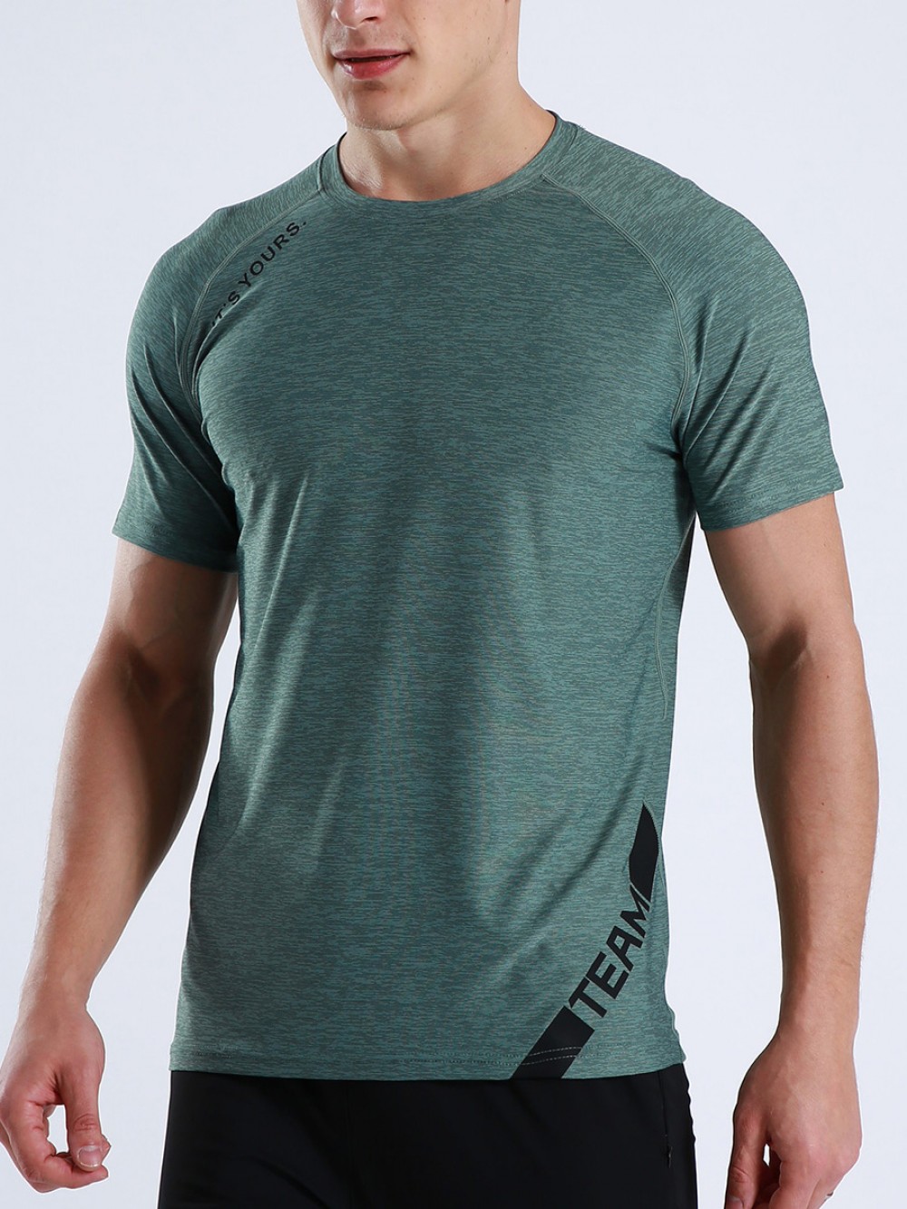 Cool Green Crew Neck Running Top Moisture Wicking Wholesale