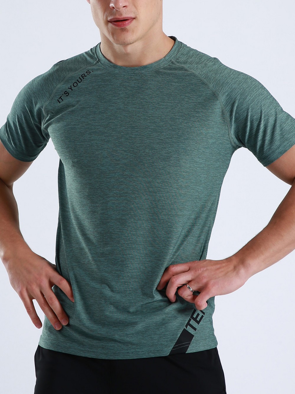 Cool Green Crew Neck Running Top Moisture Wicking Wholesale