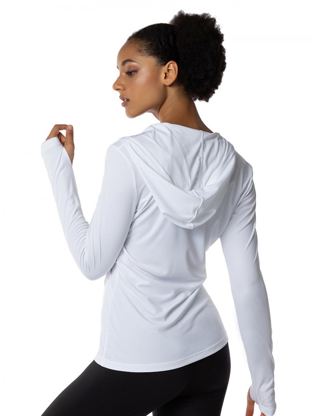 Fascinating White Zipper Sun Protective Hooded Tops Women