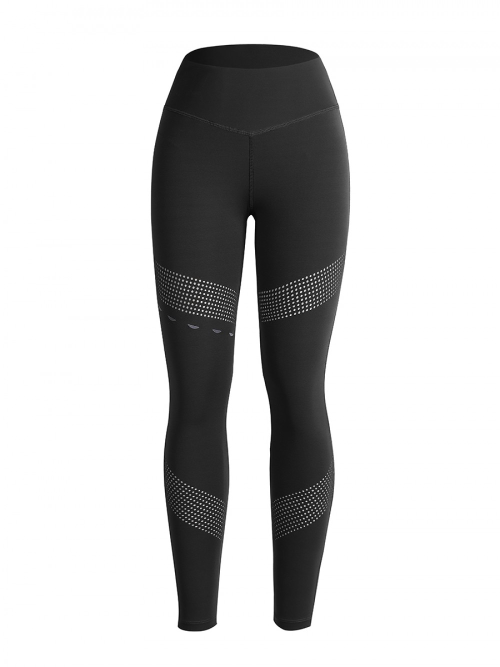 Compression Black Reflective Print Yoga Leggings Pocket Form Fitting