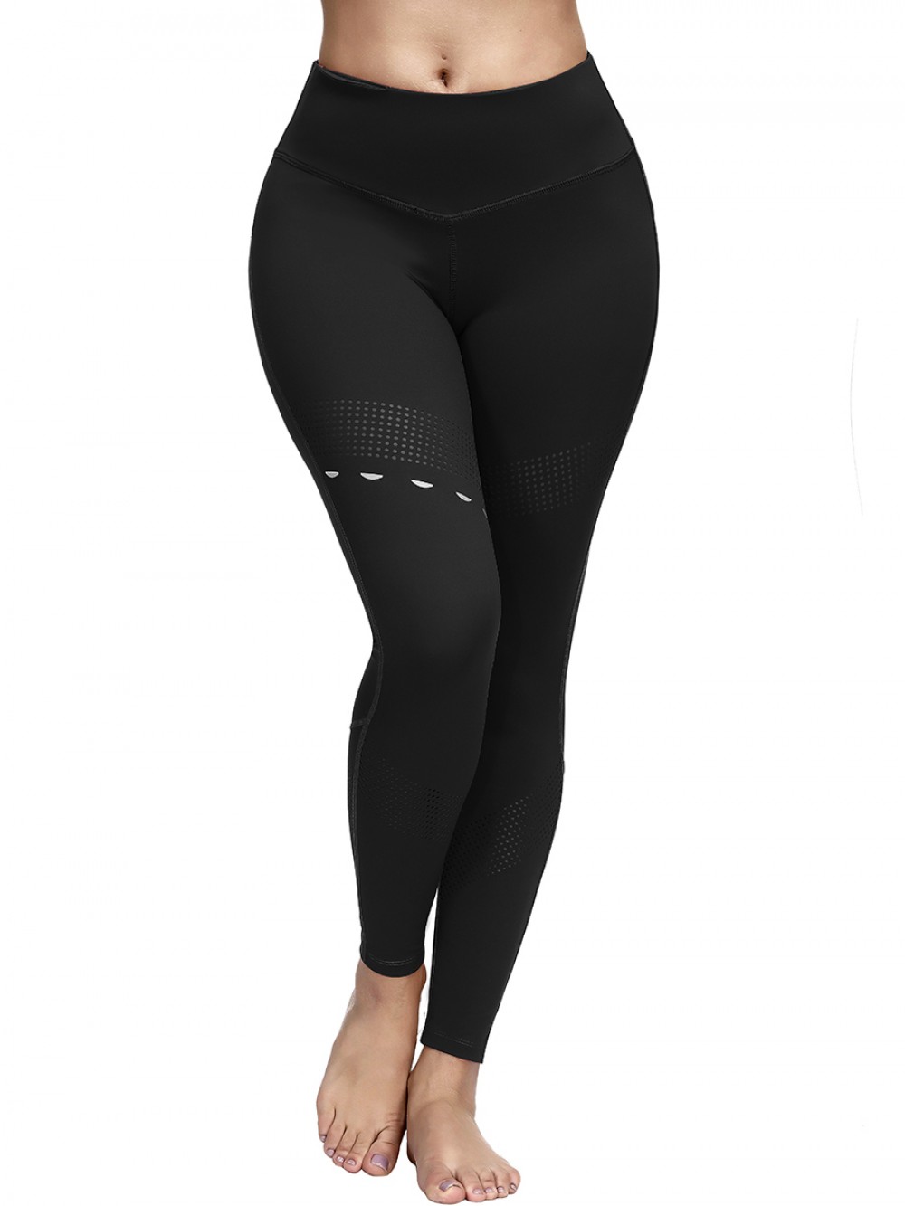 Compression Black Reflective Print Yoga Leggings Pocket Form Fitting