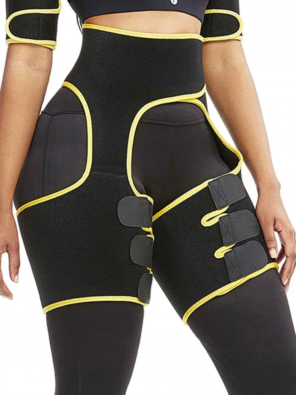 Butt Lifting Yellow Neoprene Thigh Shaper High Waist Abdominal Control