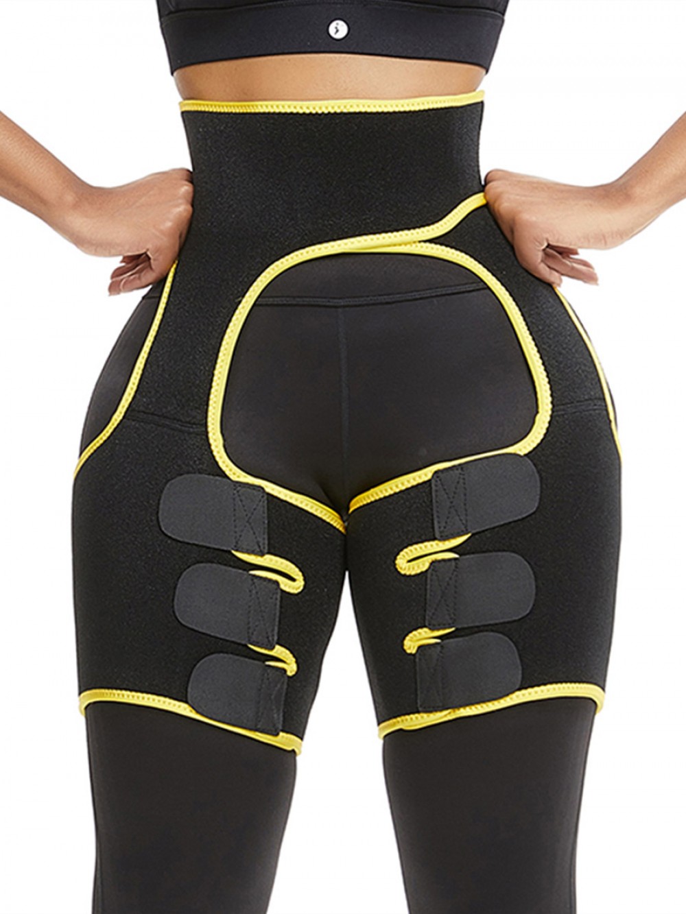 Butt Lifting Yellow Neoprene Thigh Shaper High Waist Abdominal Control
