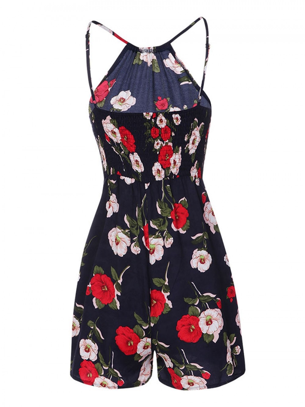 Flower Print Halter Neck Jumpsuit Sling