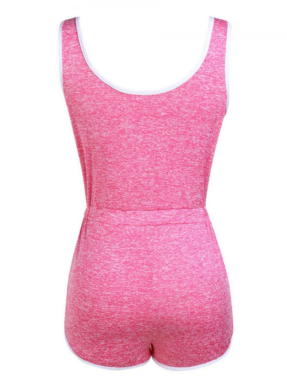 Rose Red Drawstring Jumpsuit Mini Length Side Pocket For Party