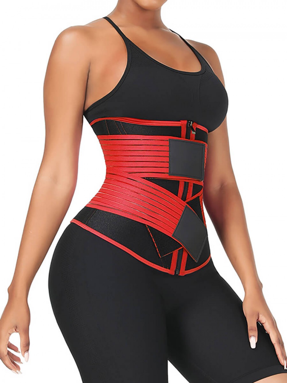 Red Neoprene 3-Layer Tummy Slim With 10 Steel Bones Wrap For Gym