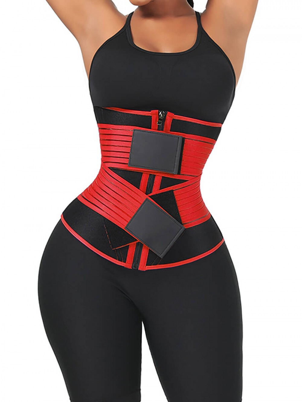 Red Neoprene 3-Layer Tummy Slim With 10 Steel Bones Wrap For Gym