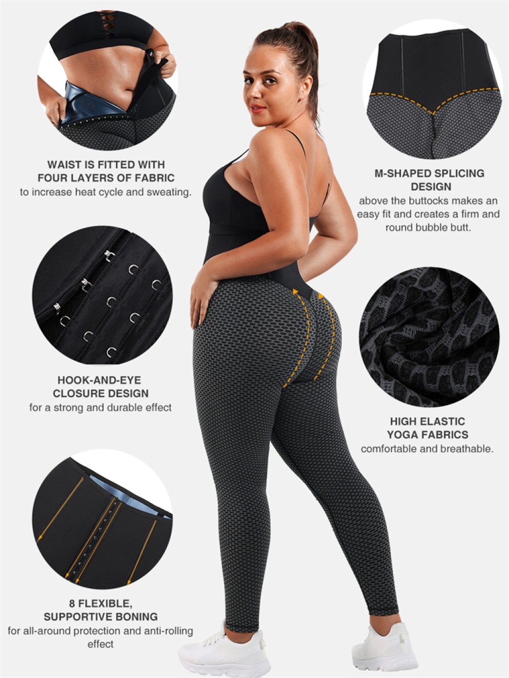 New Neoprene Sauna Sweat Waist Trainer Leggings For Women Tummy Control Yoga Pants