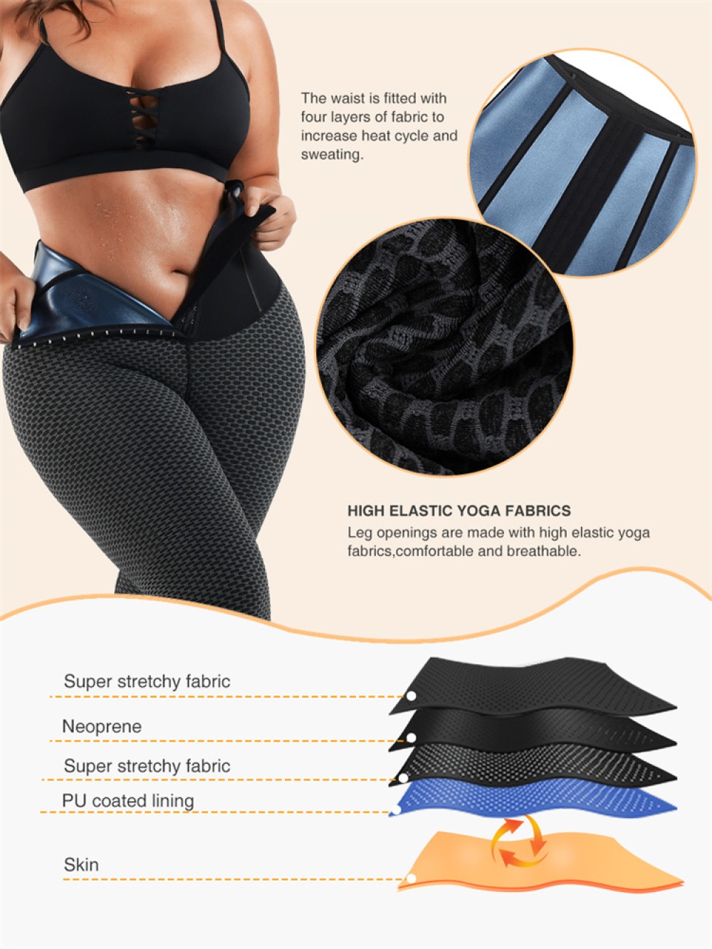 New Neoprene Sauna Sweat Waist Trainer Leggings For Women Tummy Control Yoga Pants