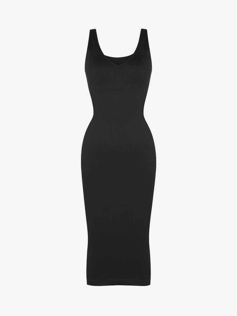 Seamless Deep V-neck Waist Trimming Shaping Dress with Removable Pads