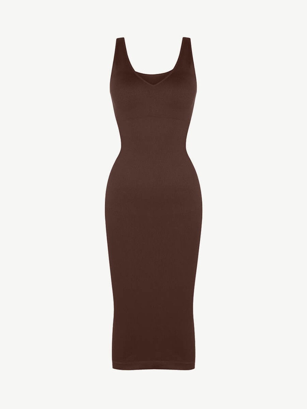 Deep V-neck Waist Trimming Shaping Dress with Removable Pads