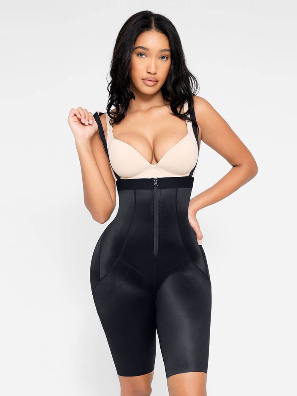 Body Shaper clips inside for post-operative wear and removable shoulder straps