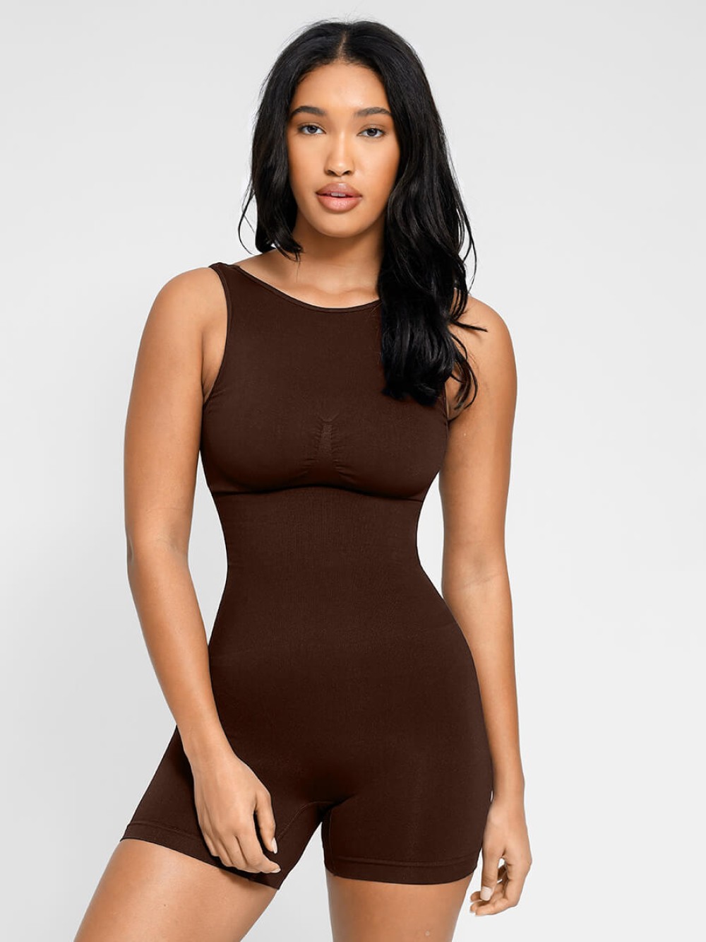 Seamless Round Neck Sexy U Back Shape Shapewear with Removable Cups