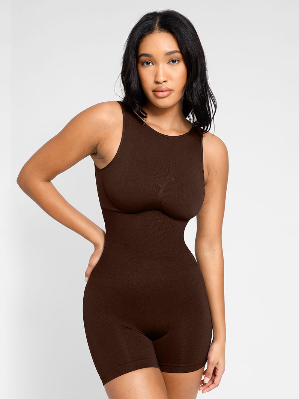 Seamless Round Neck Sexy U Back Shape Shapewear with Removable Cups